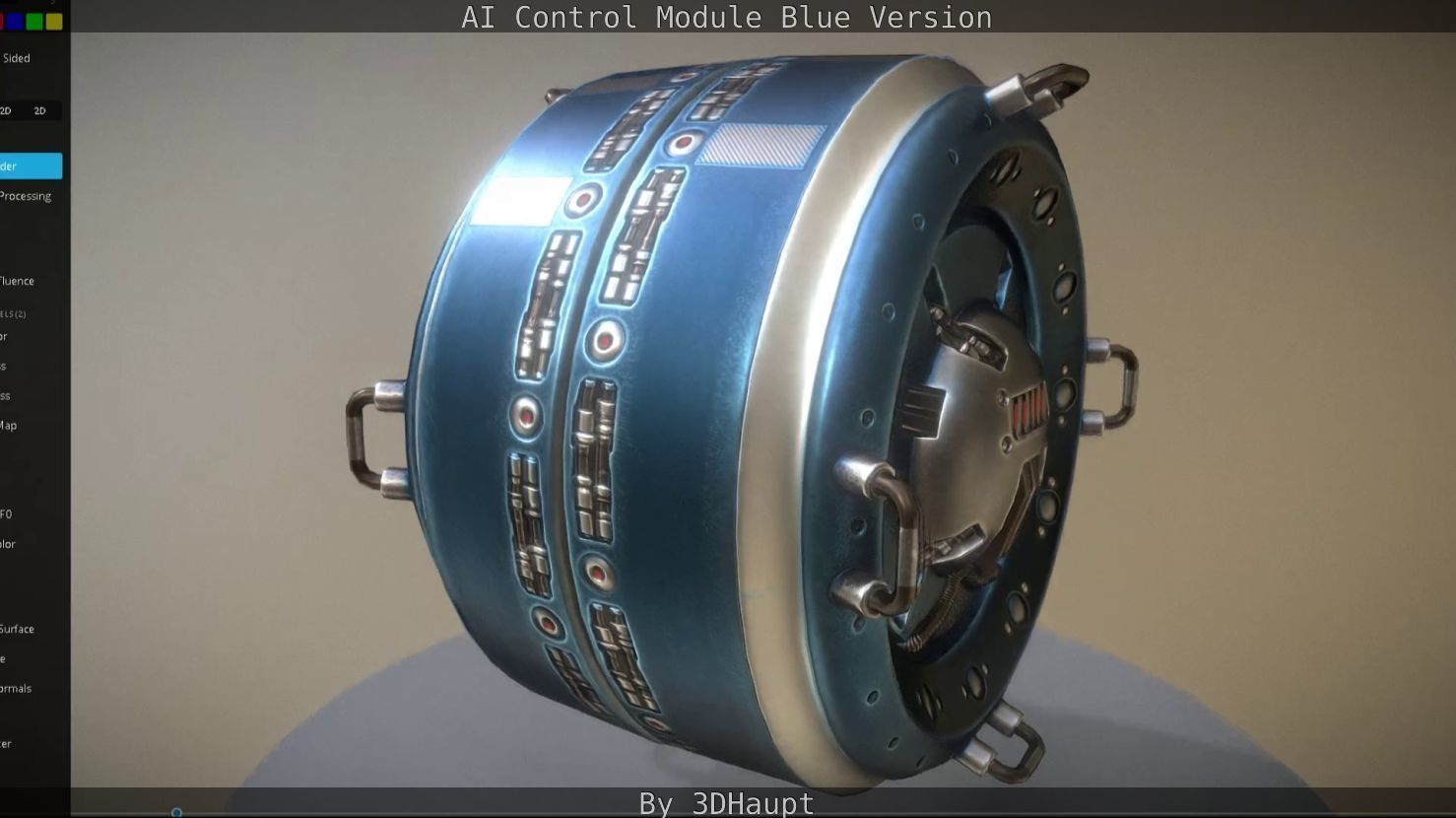 AI Control Module Blue Version Low-poly 3D model_64