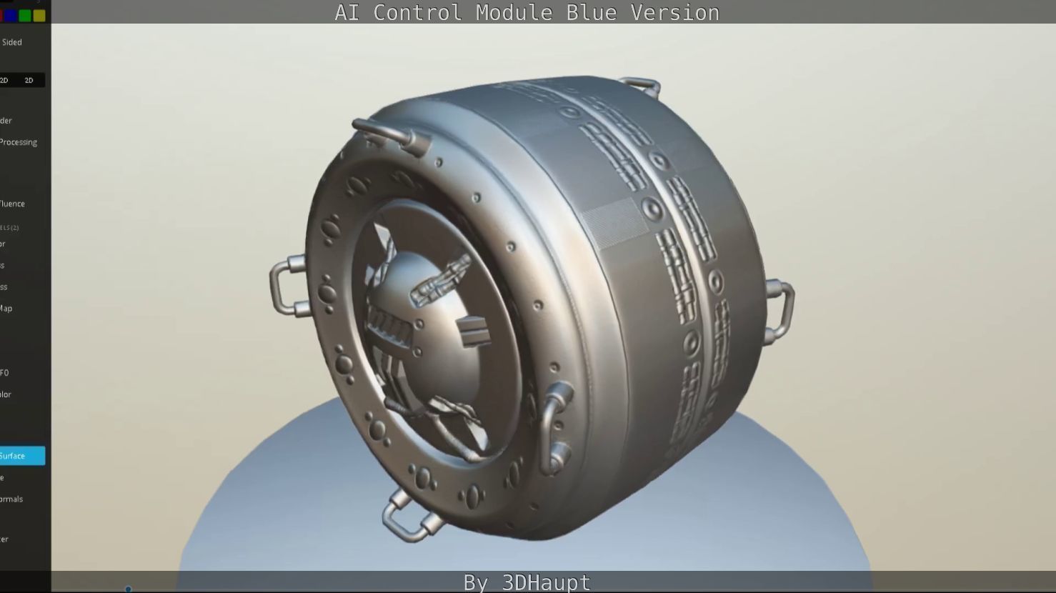 AI Control Module Blue Version Low-poly 3D model_41