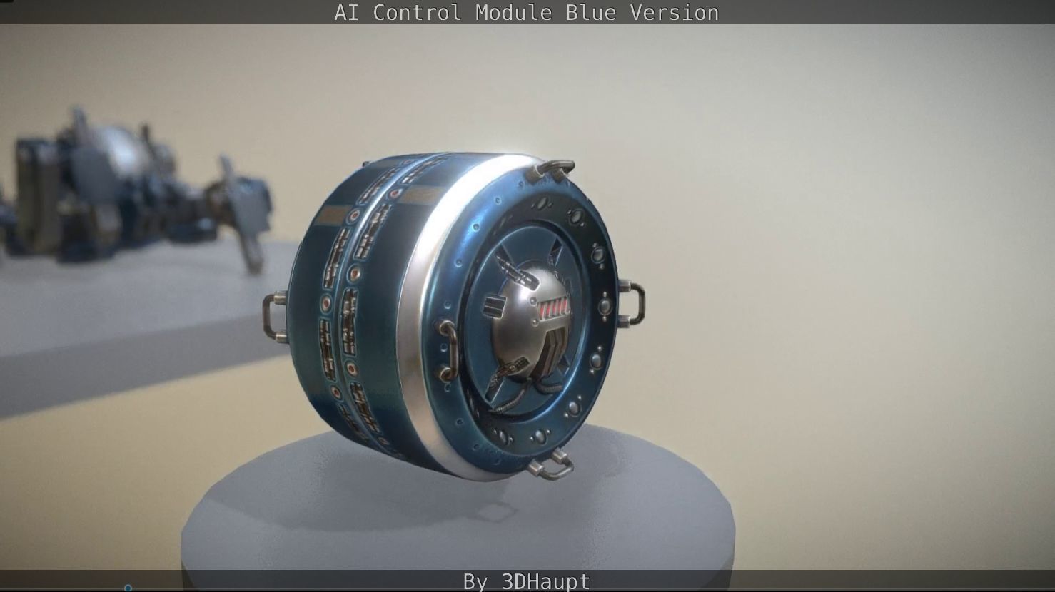 AI Control Module Blue Version Low-poly 3D model_21