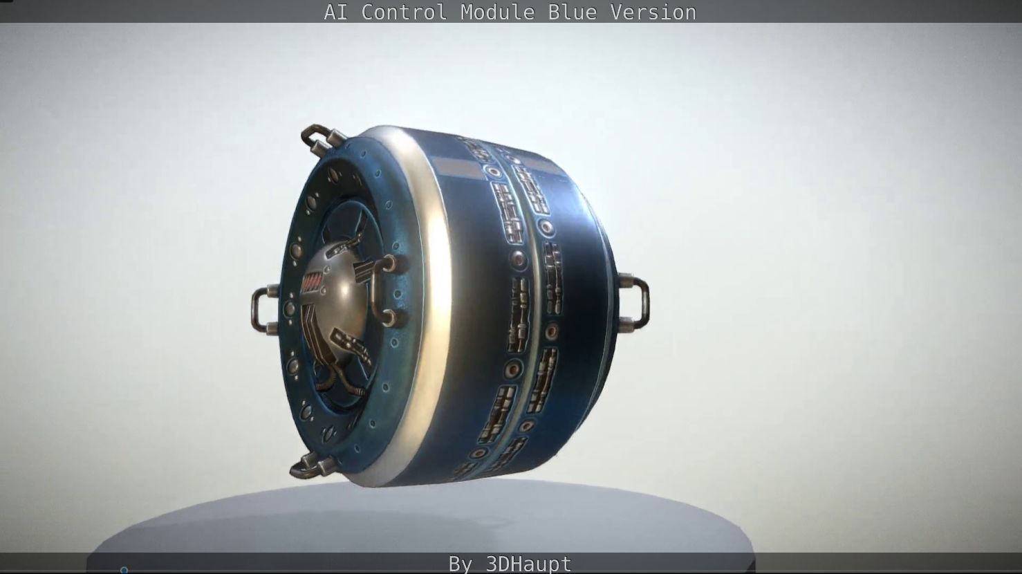 AI Control Module Blue Version Low-poly 3D model_20