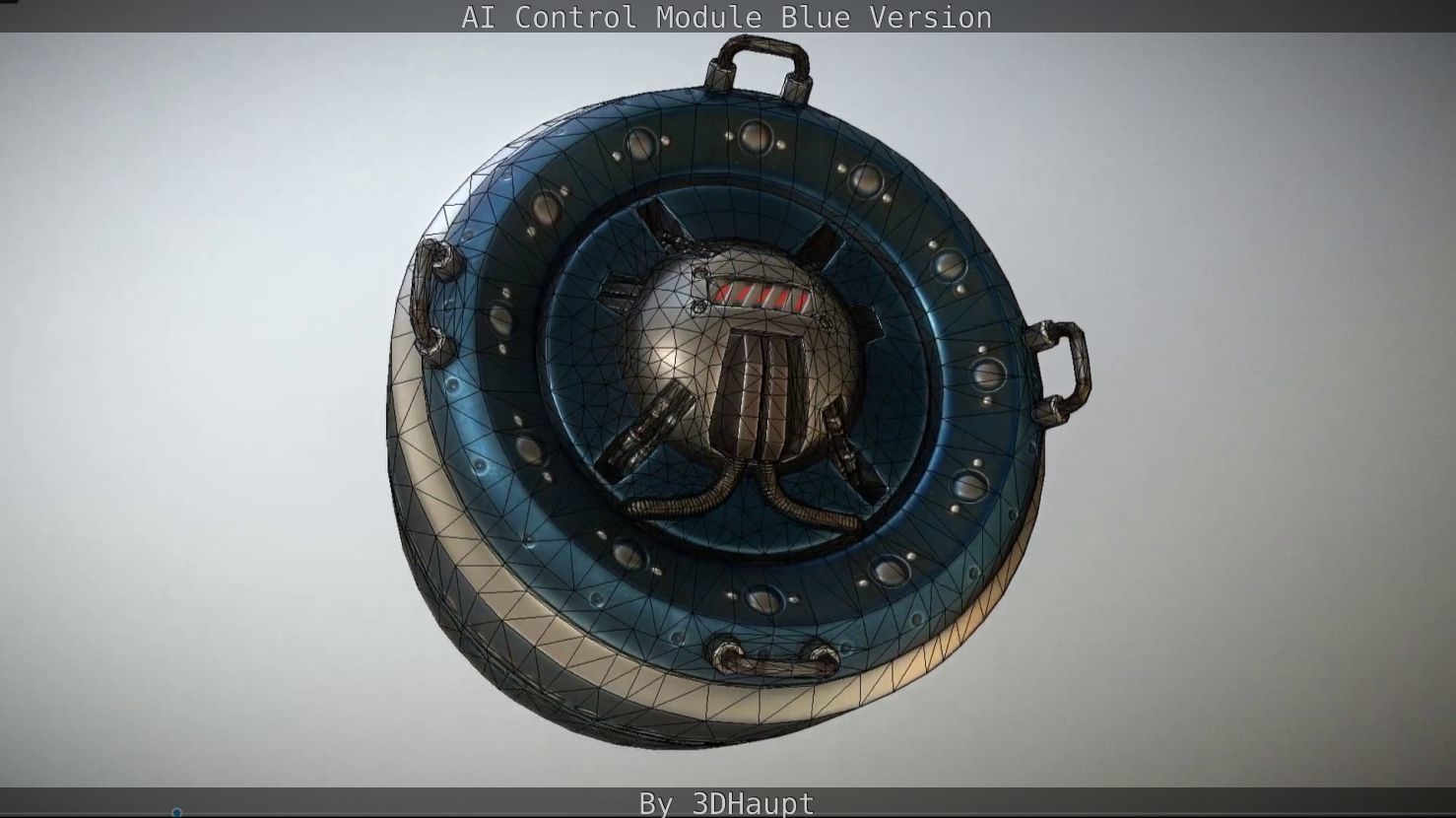 AI Control Module Blue Version Low-poly 3D model_34