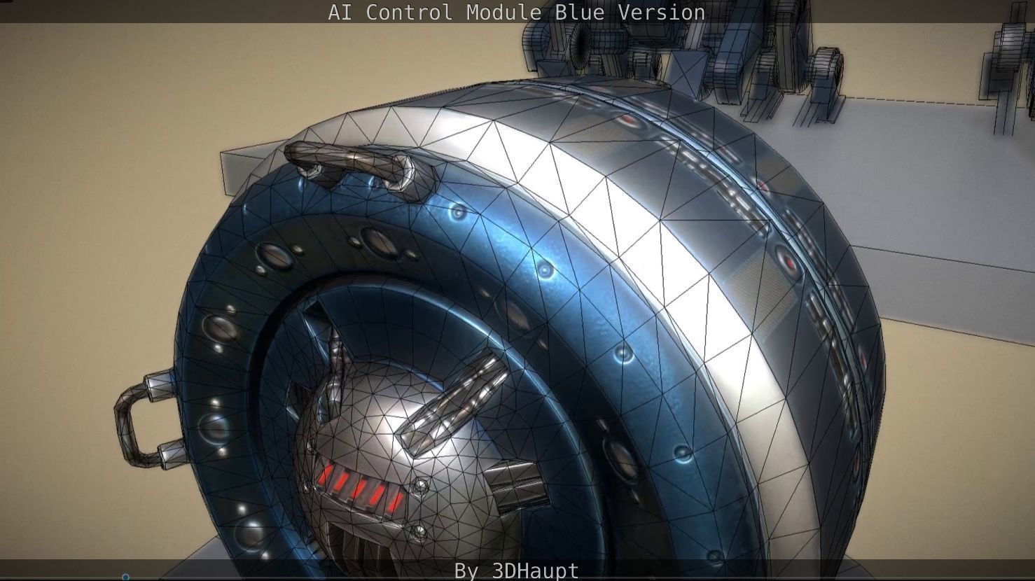 AI Control Module Blue Version Low-poly 3D model_24