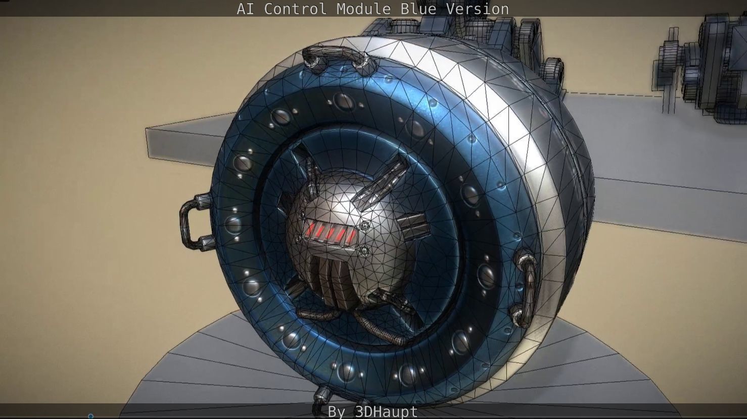 AI Control Module Blue Version Low-poly 3D model_23