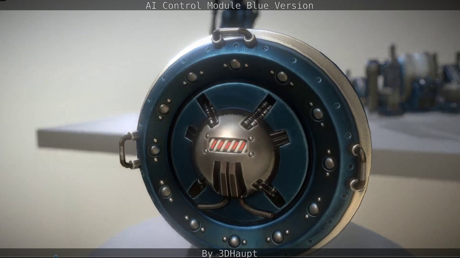 AI Control Module Blue Version Low-poly 3D model_72