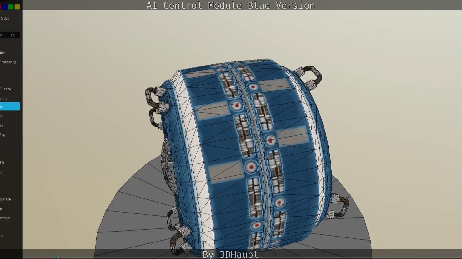 AI Control Module Blue Version Low-poly 3D model_60