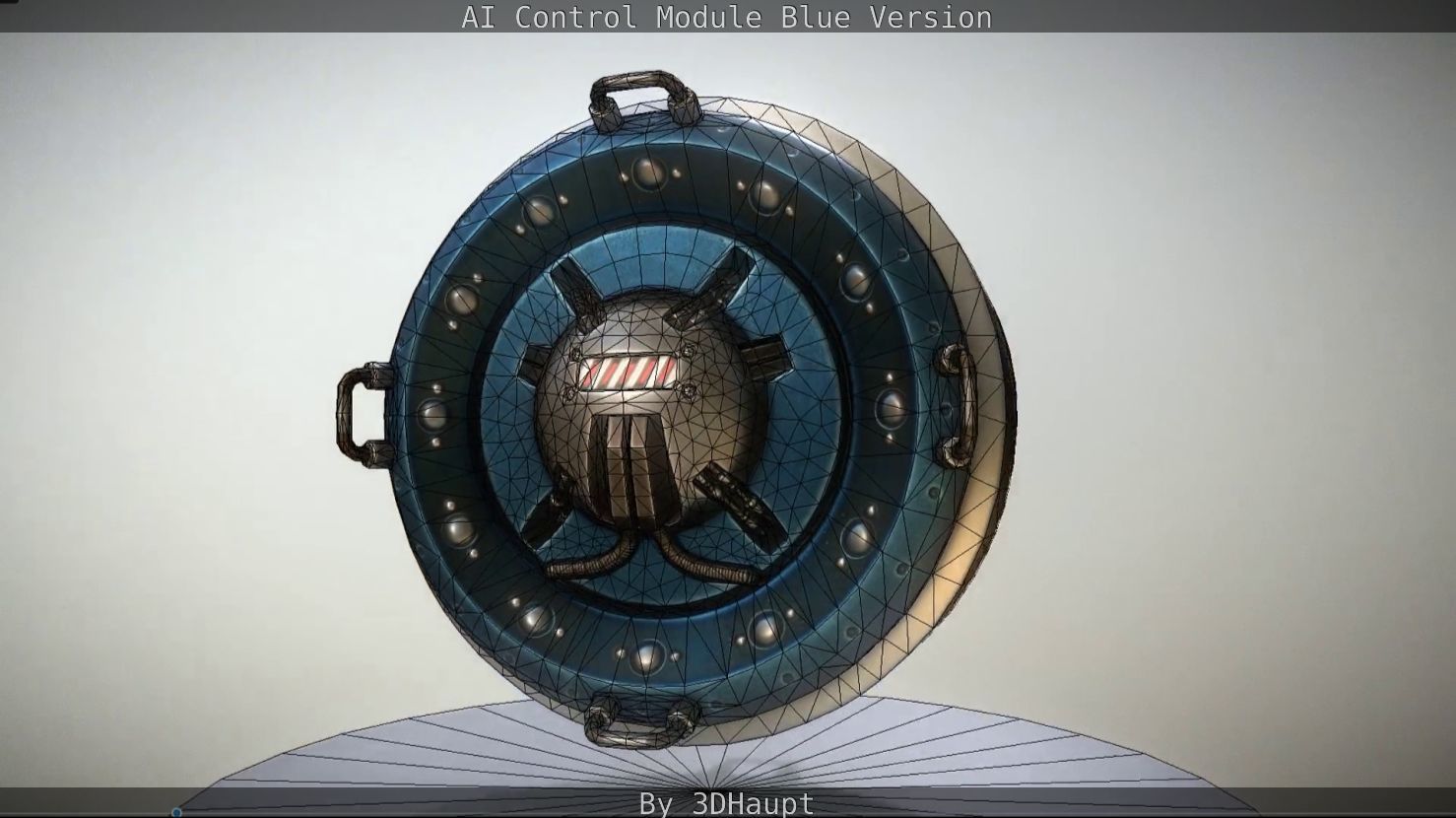 AI Control Module Blue Version Low-poly 3D model_32