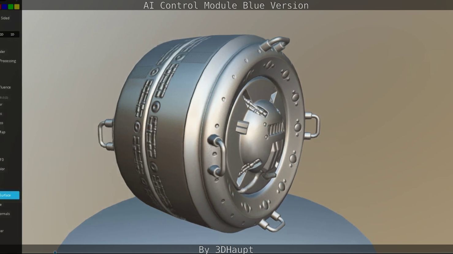 AI Control Module Blue Version Low-poly 3D model_42