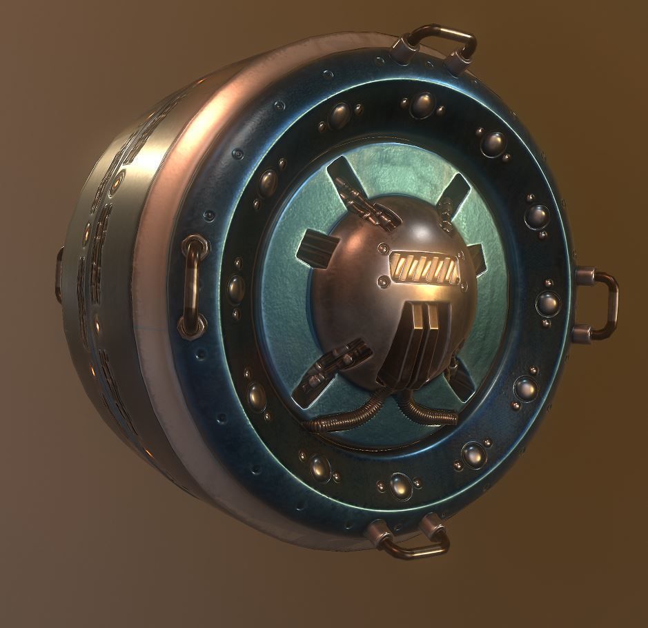 AI Control Module Blue Version Low-poly 3D model_4