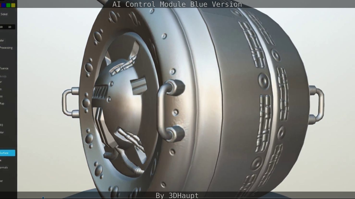 AI Control Module Blue Version Low-poly 3D model_44