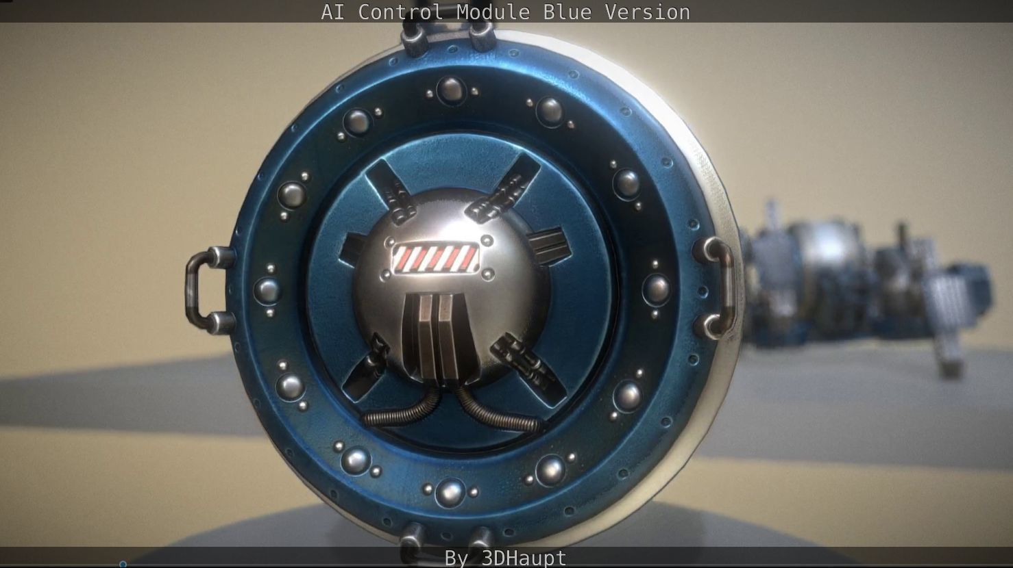 AI Control Module Blue Version Low-poly 3D model_37