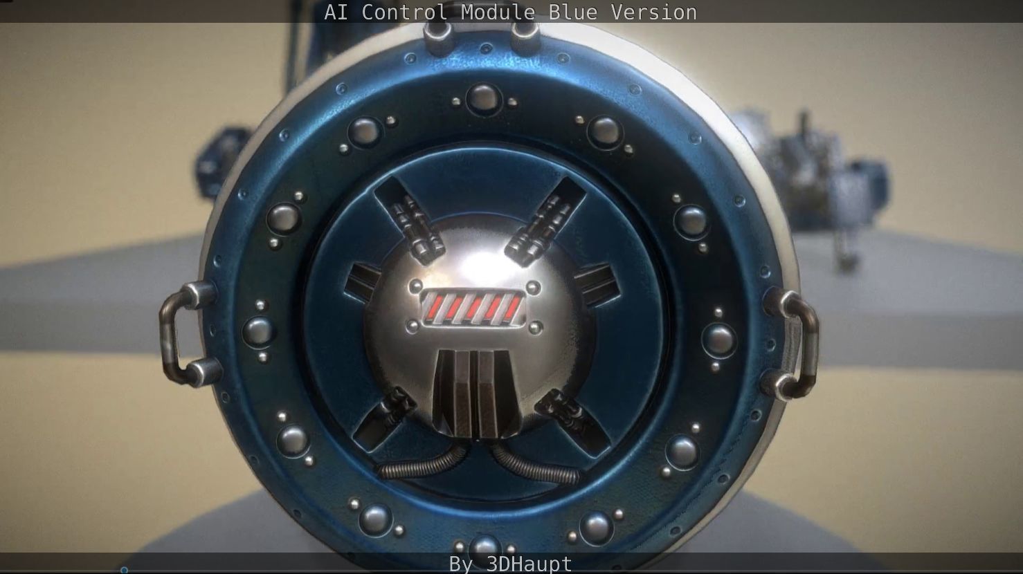 AI Control Module Blue Version Low-poly 3D model_36