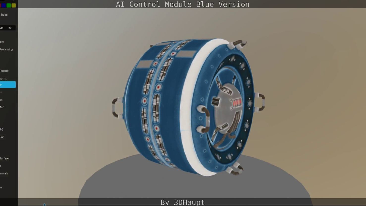 AI Control Module Blue Version Low-poly 3D model_62
