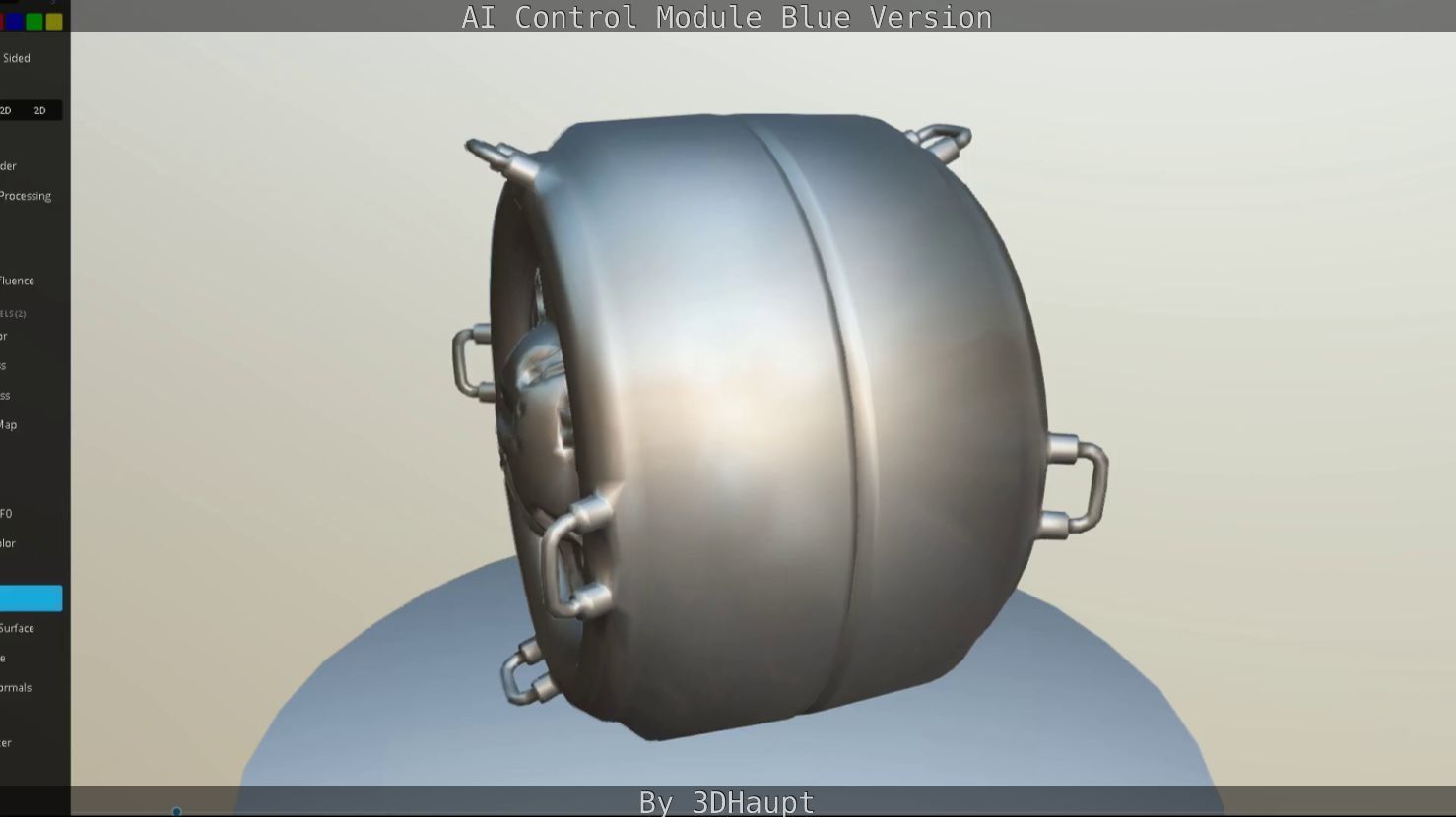 AI Control Module Blue Version Low-poly 3D model_40