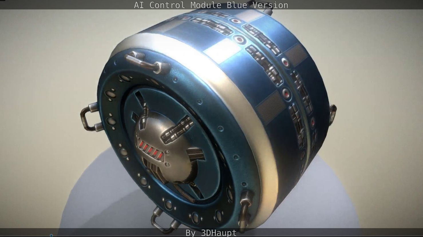 AI Control Module Blue Version Low-poly 3D model_35