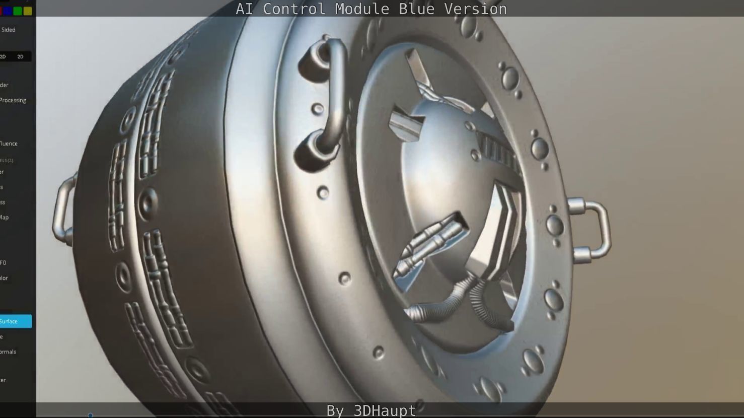 AI Control Module Blue Version Low-poly 3D model_43