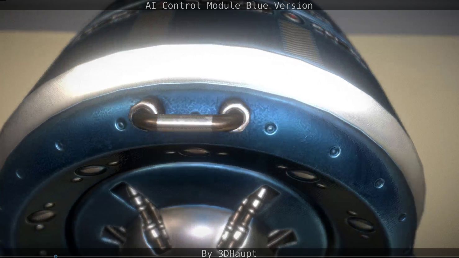 AI Control Module Blue Version Low-poly 3D model_25