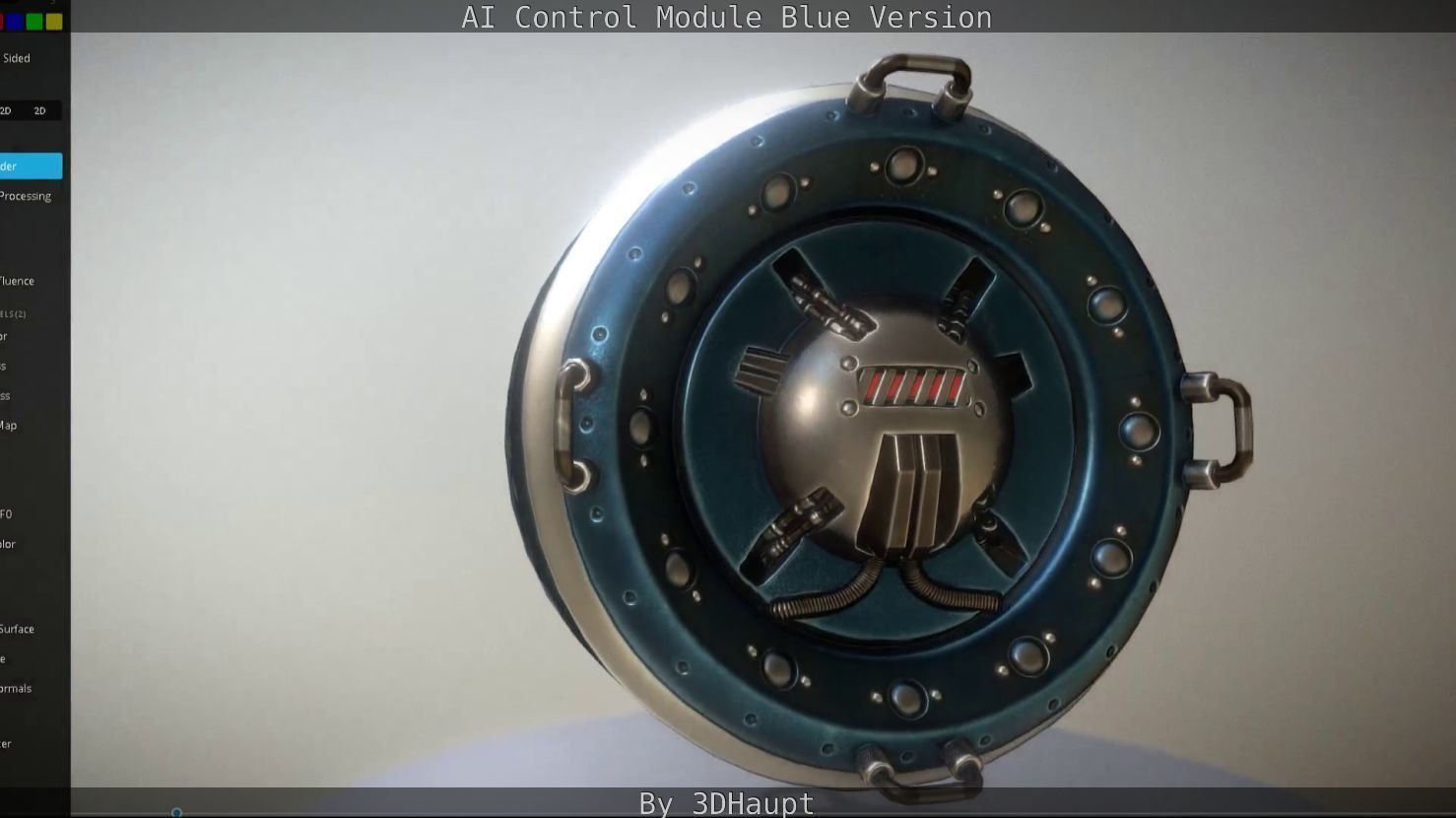 AI Control Module Blue Version Low-poly 3D model_65