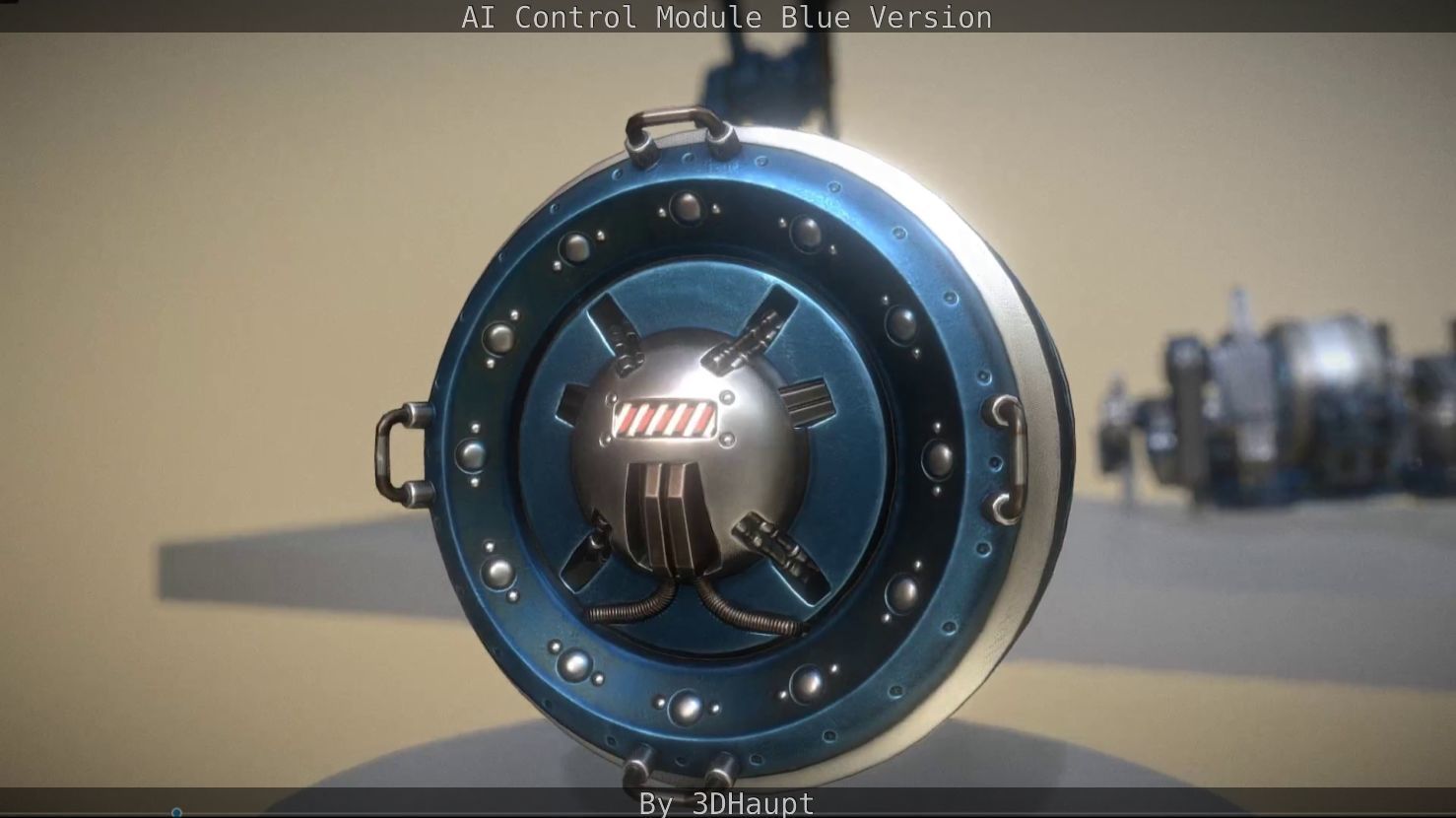 AI Control Module Blue Version Low-poly 3D model_17