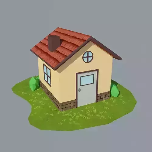 Low Poly House on grass