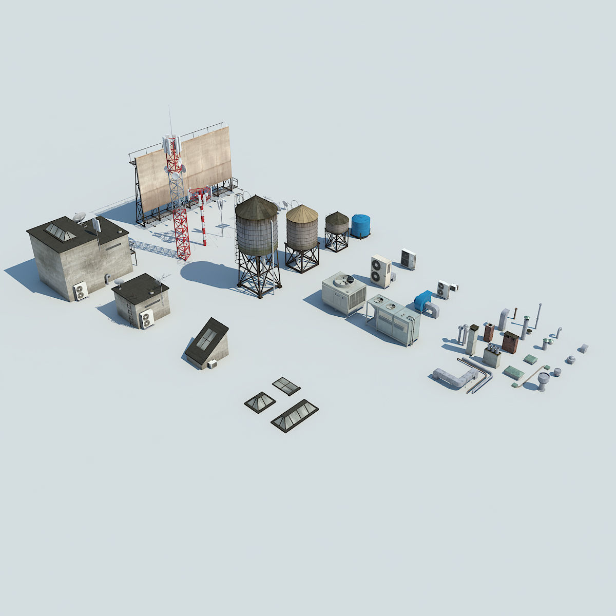 NYC Rooftop  Low-poly 3D model_1