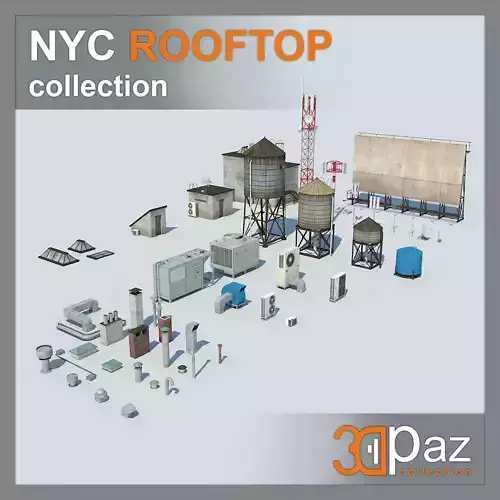 NYC Rooftop  Low-poly 3D model