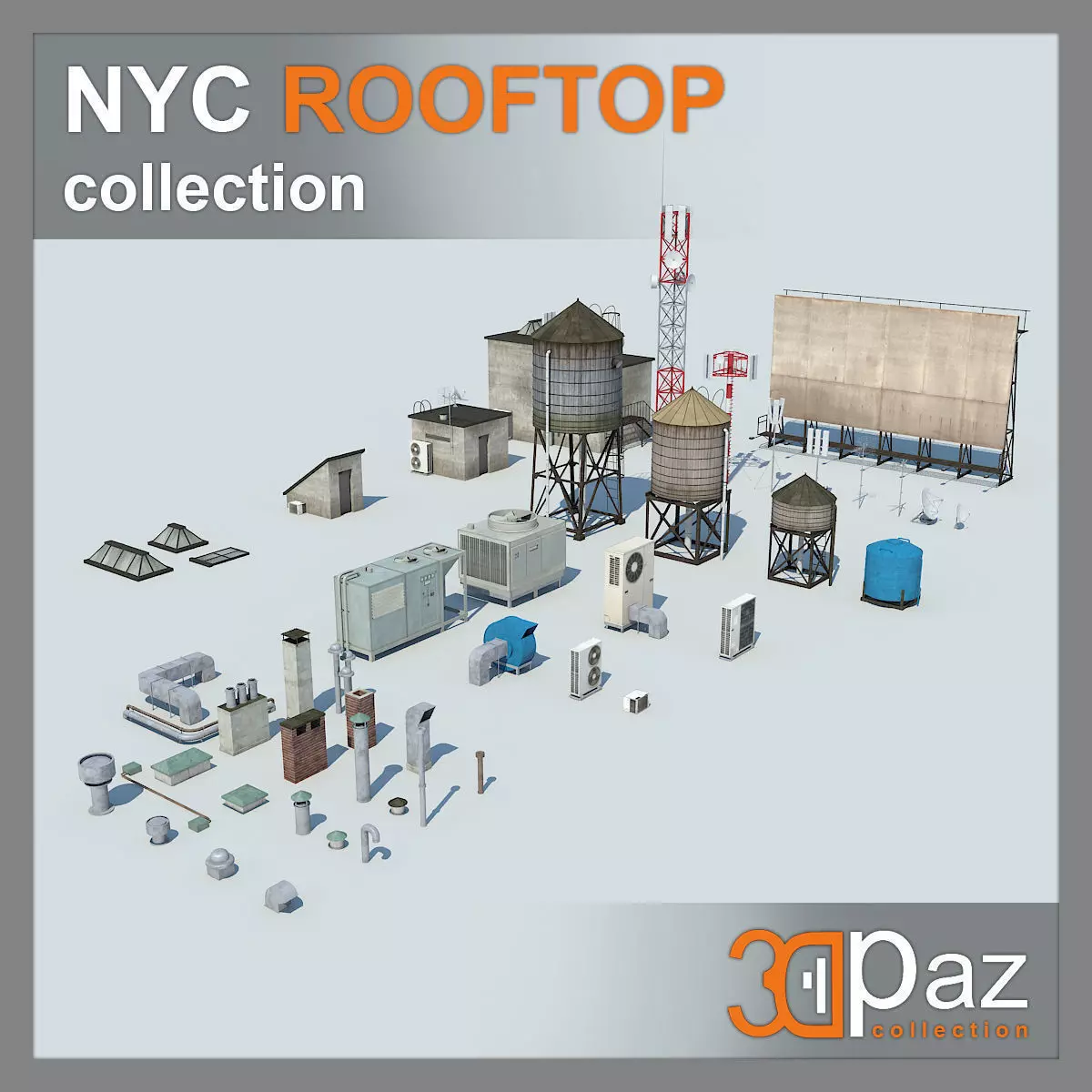 NYC Rooftop  Low-poly 3D model_0