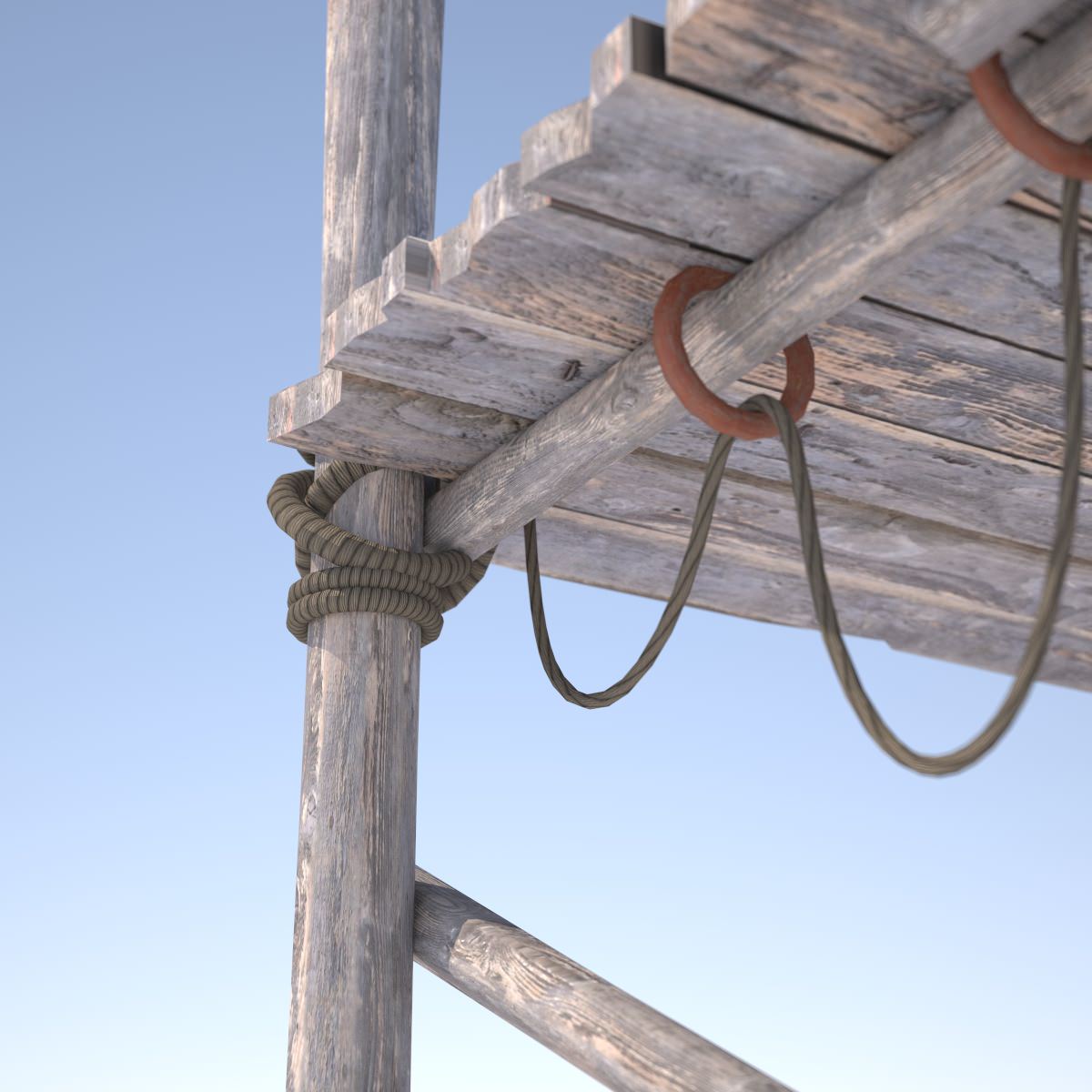 Old wooden bridge 3D model_4