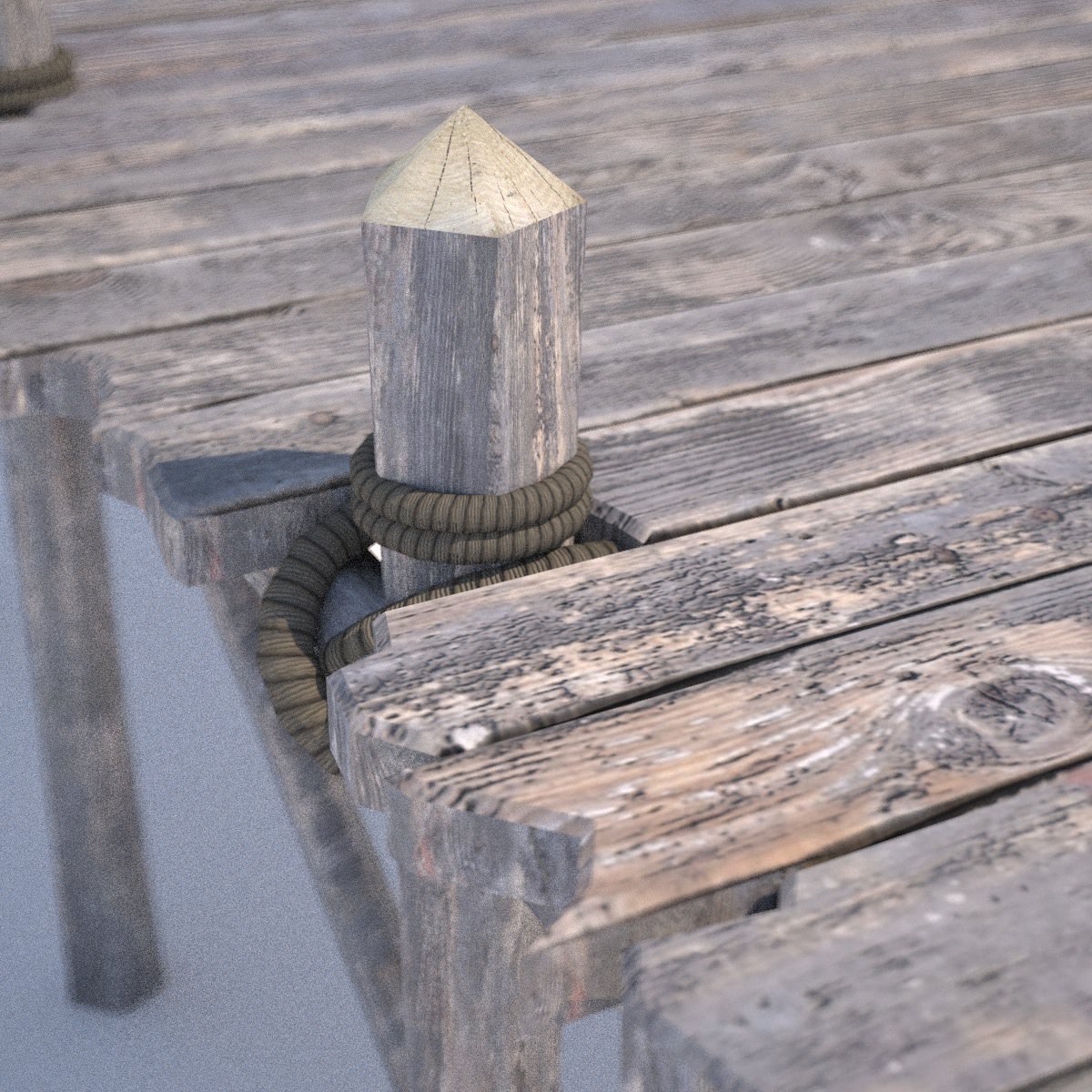 Old wooden bridge 3D model_5