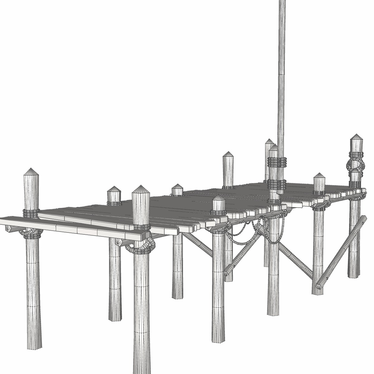 Old wooden bridge 3D model_8