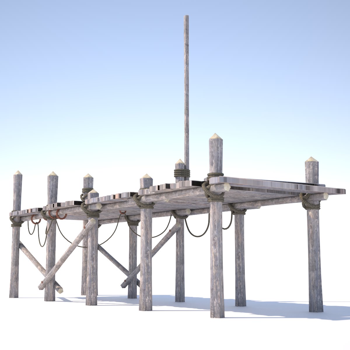 Old wooden bridge 3D model_3