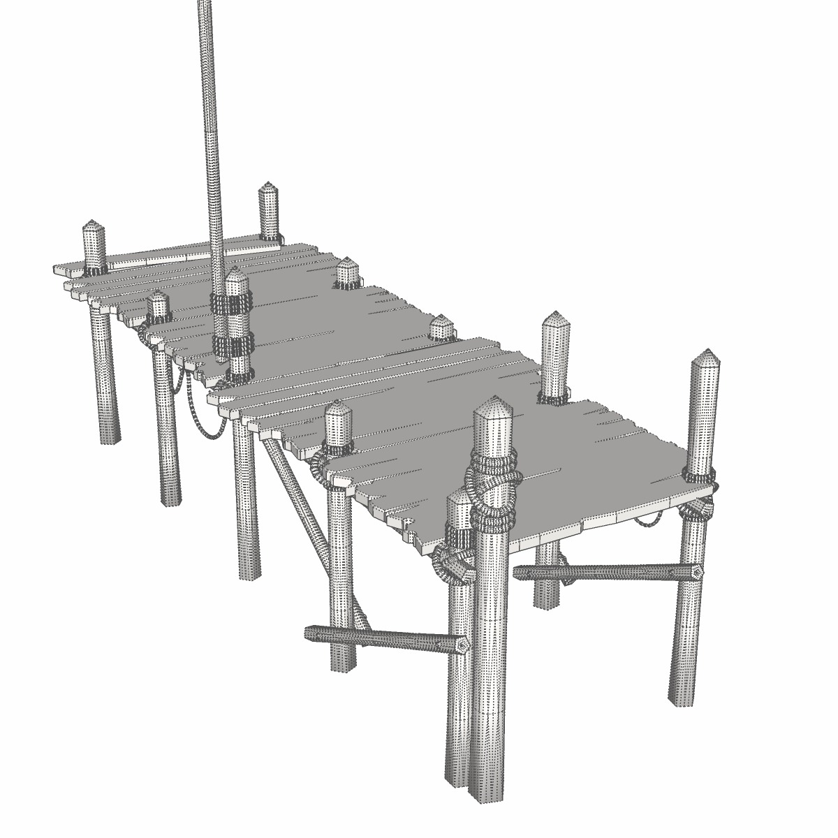 Old wooden bridge 3D model_7