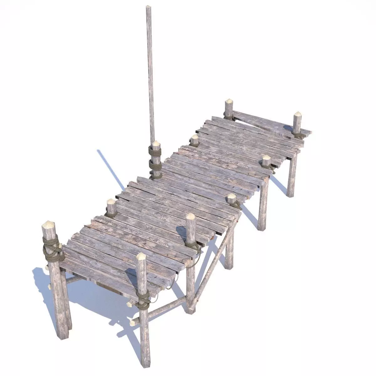 Old wooden bridge 3D model_0