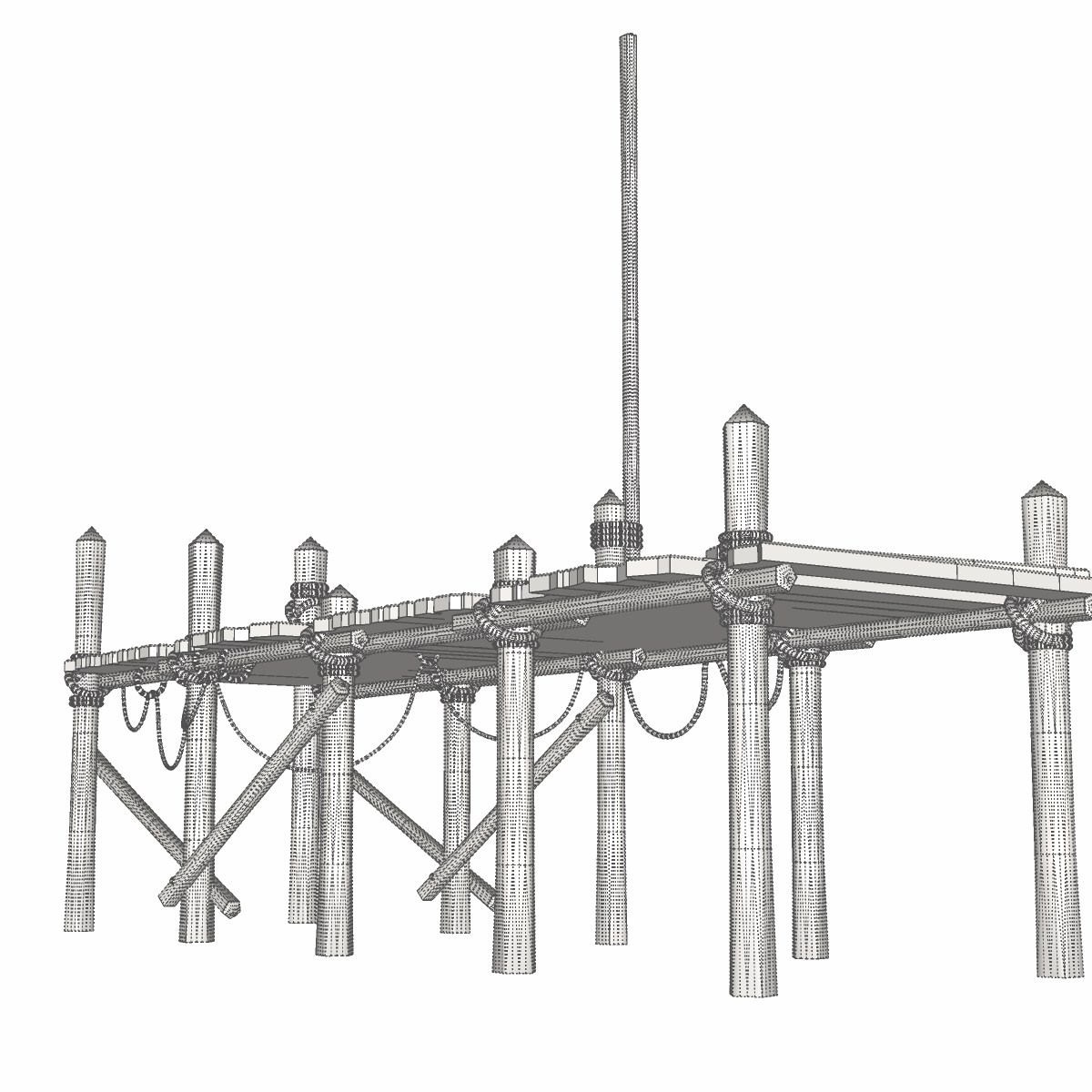 Old wooden bridge 3D model_9