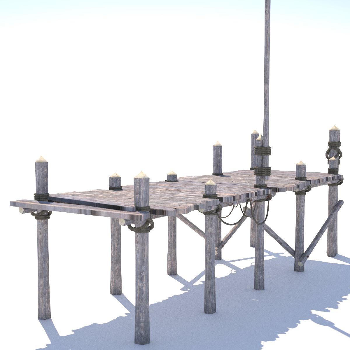 Old wooden bridge 3D model_2