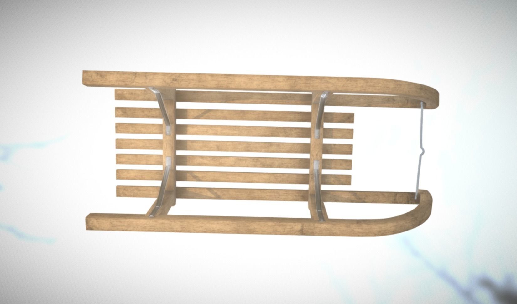 Wooden Sledge Winter VR AR Toy Low Poly PBR Game Ready Low-poly 3D model_4