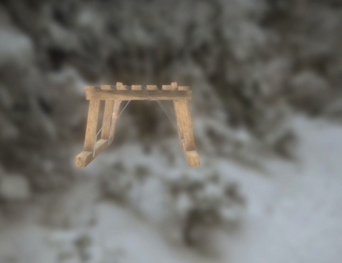 Wooden Sledge Winter VR AR Toy Low Poly PBR Game Ready Low-poly 3D model_7