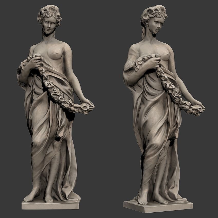 Woman Sculpture Low-poly 3D model_4