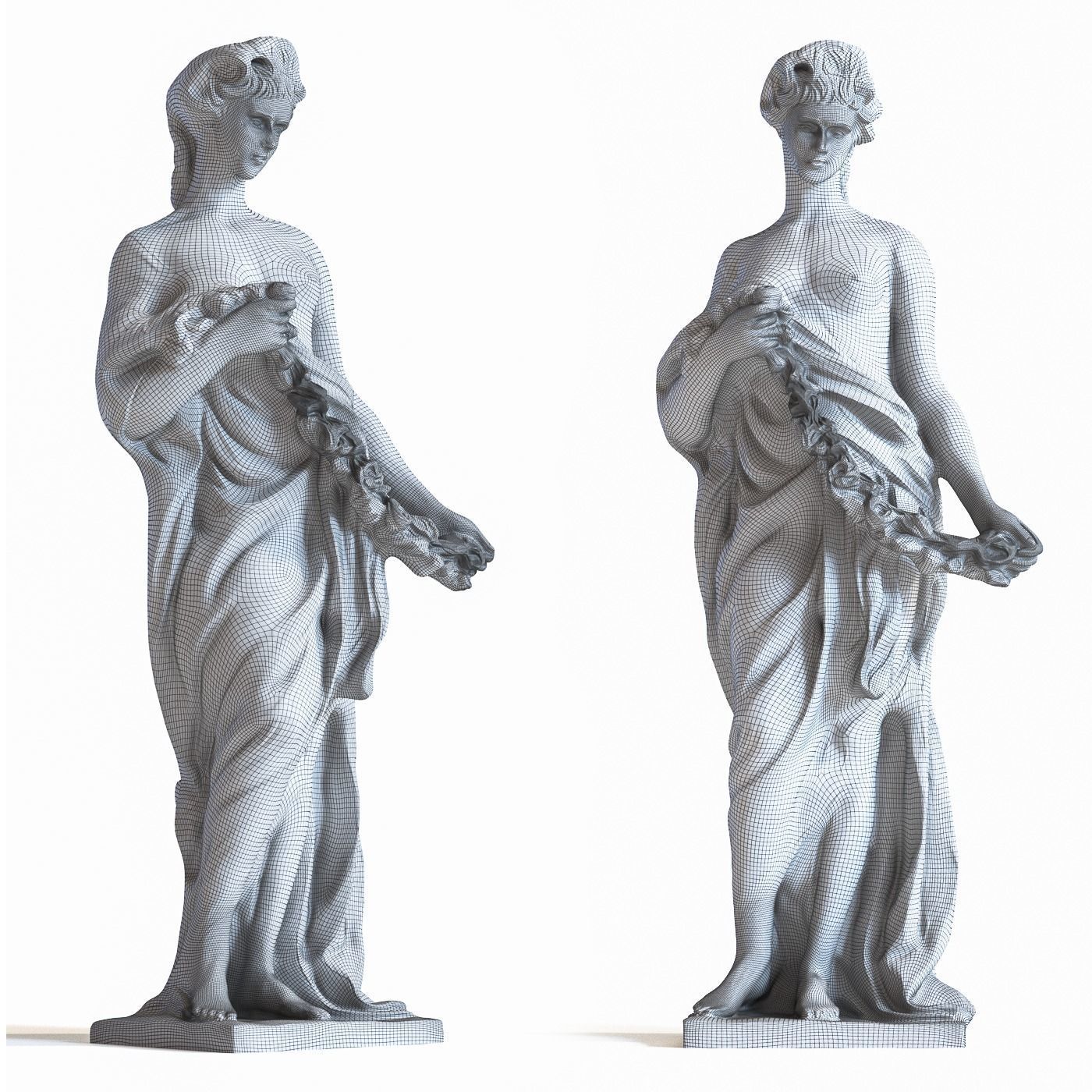 Woman Sculpture Low-poly 3D model_3