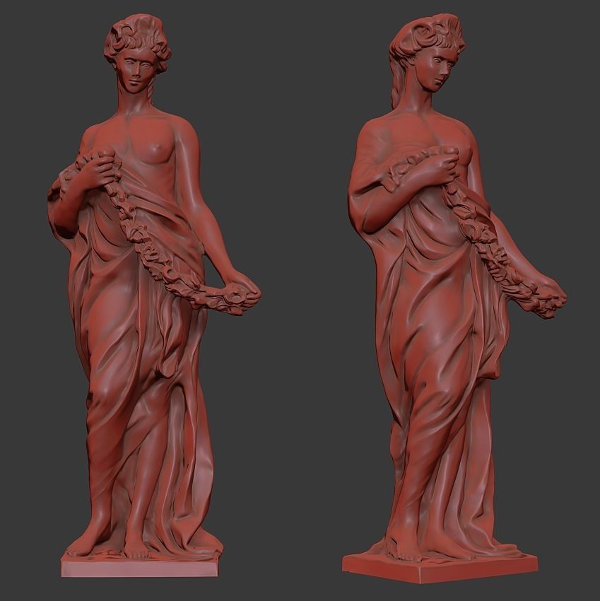 Woman Sculpture Low-poly 3D model_5
