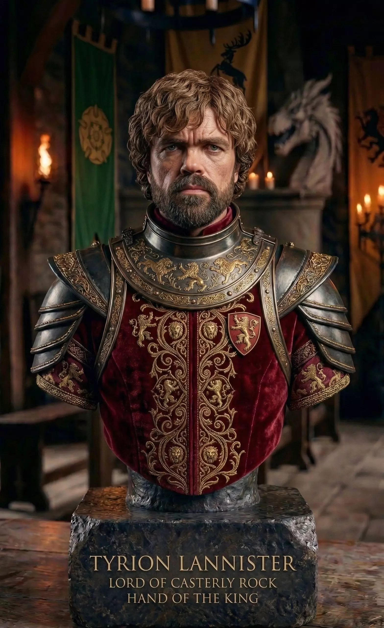 Tyrion Lannister Bust STL The Clever Lion of Westeros High 3D print model