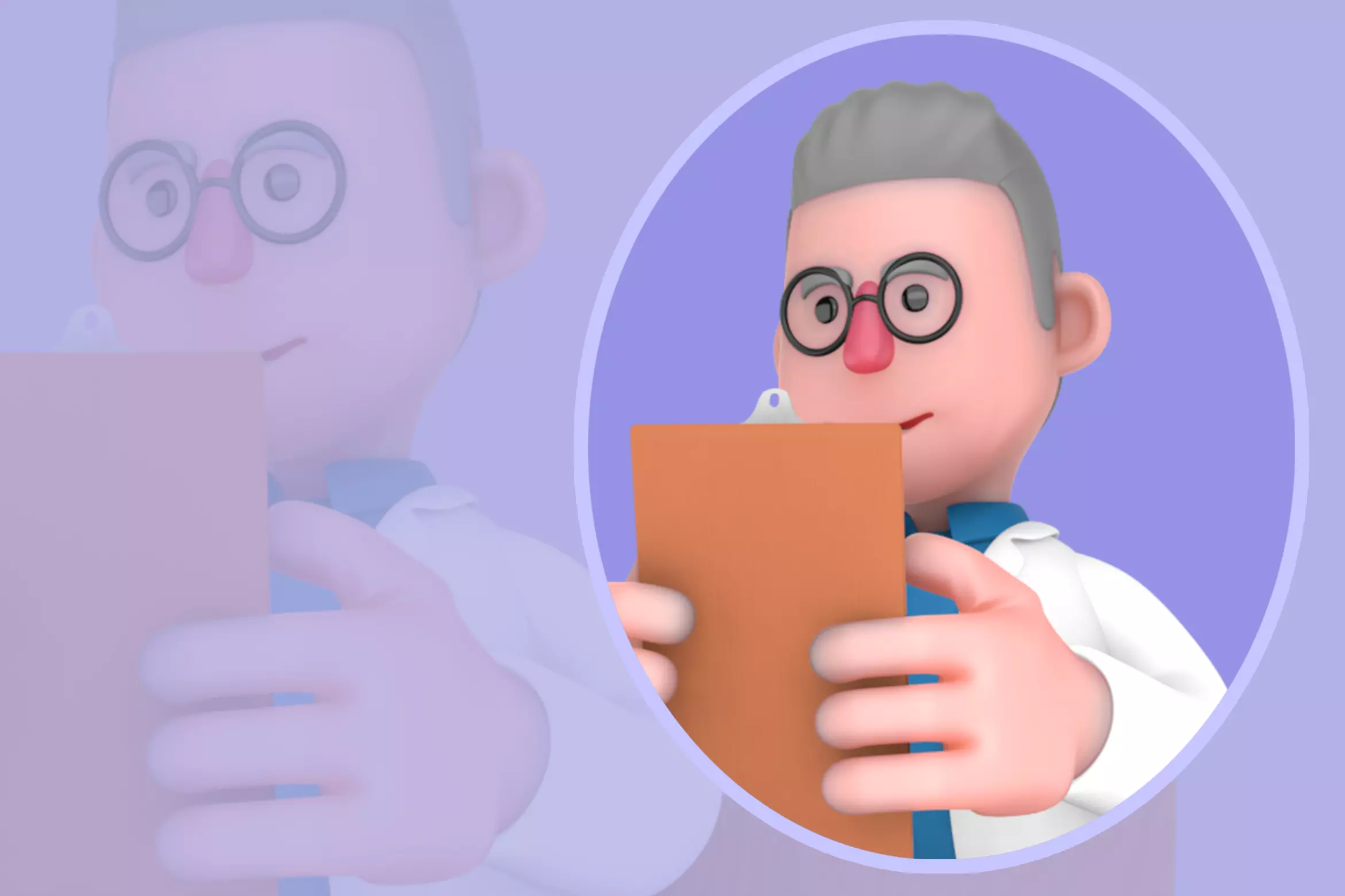 Stylized 3D Male Physicist Character - Relaxed Reading 3D model