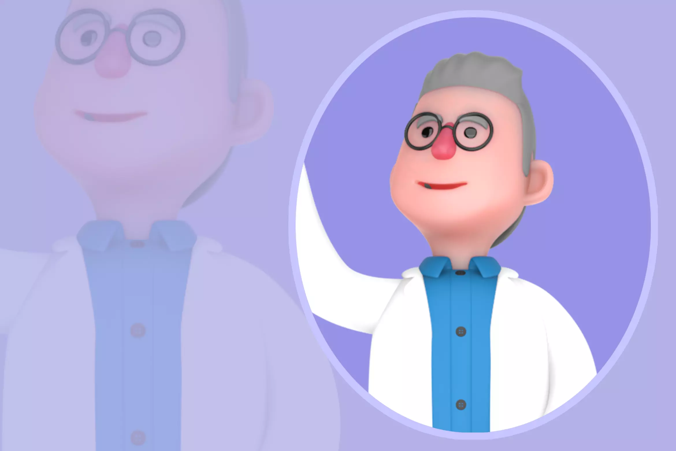 Stylized 3D Male Physicist Character - Cartoon Explaining 3D model