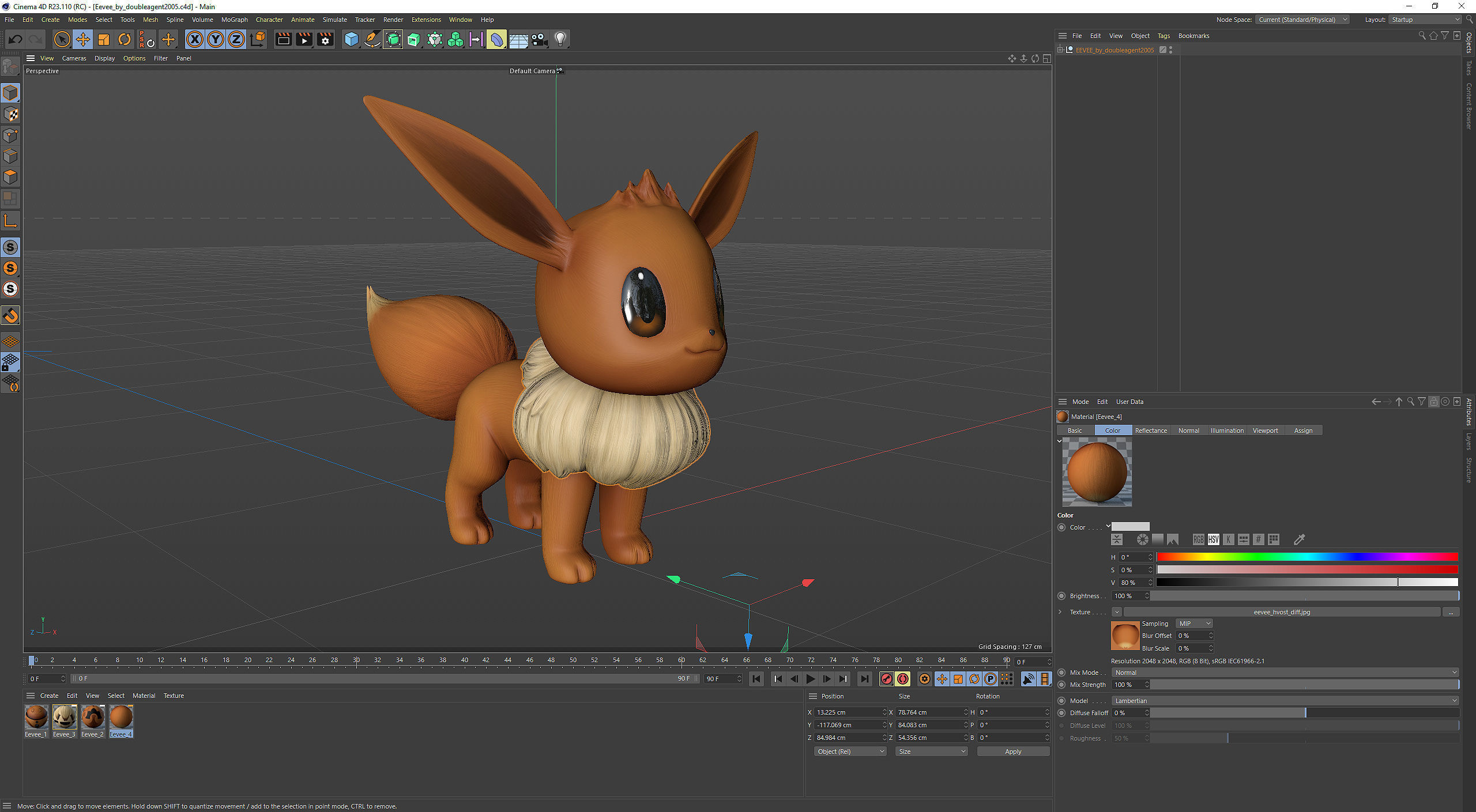 Pokemon Eevee Low-poly 3D model_15