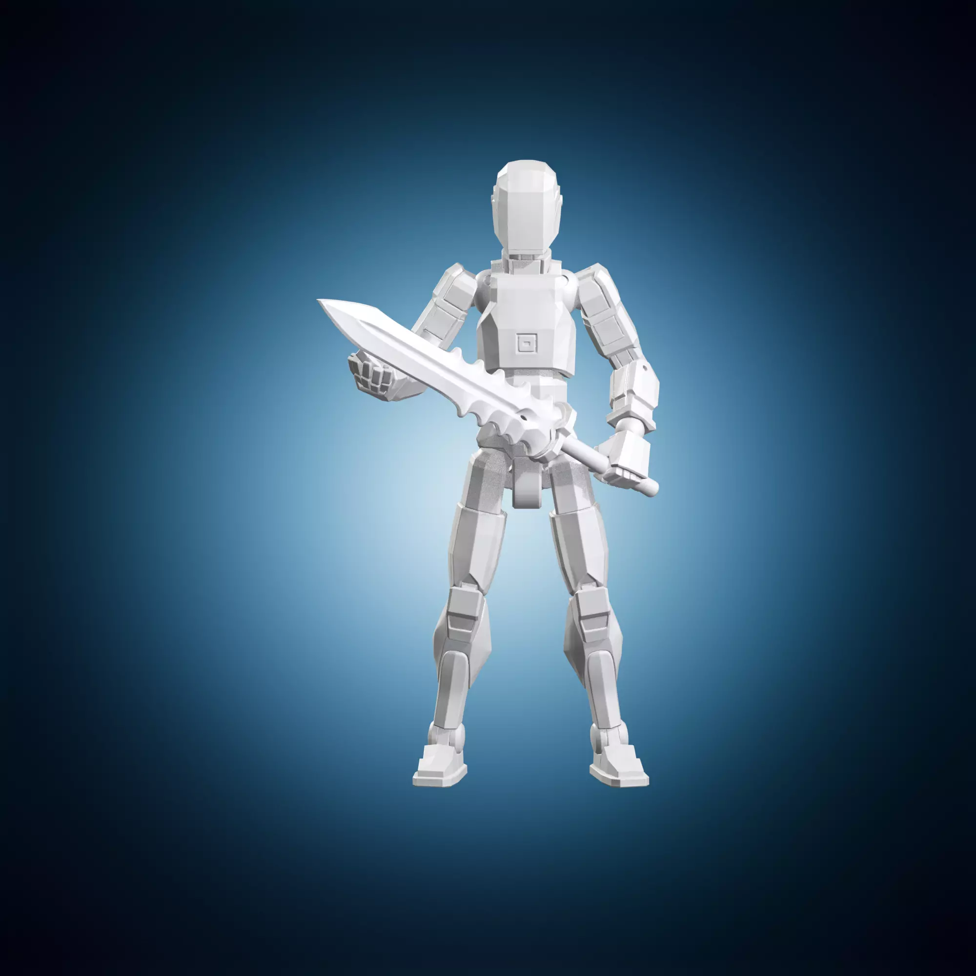 Poseable Mannequin Holding Broad Sword 3D print model