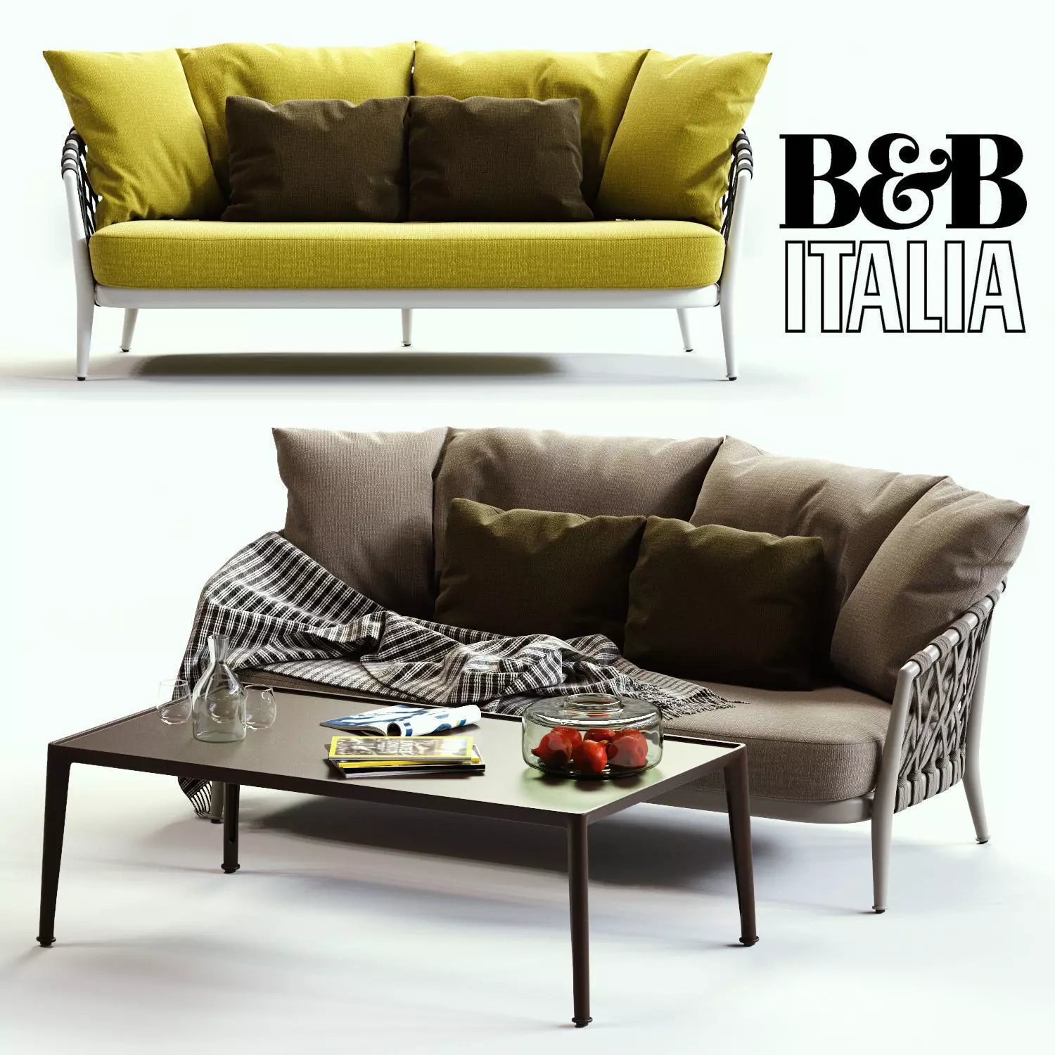 BB Italia ERICA Grey and Yellow Sofa 3D model