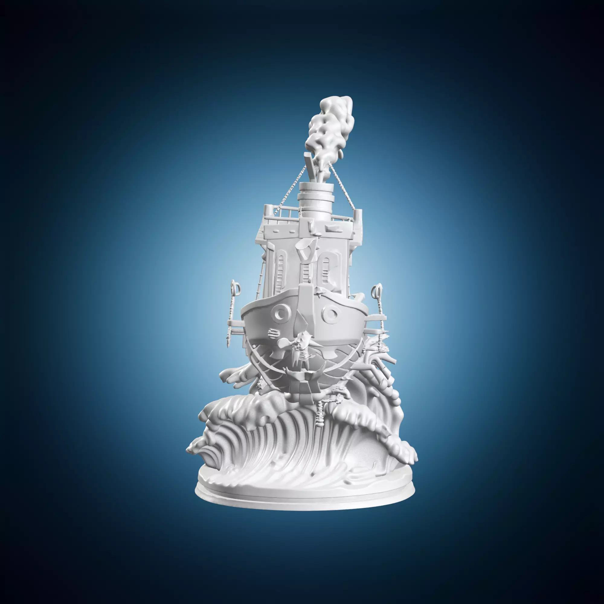Sailing Ship on Ocean Wave 3D Sculpture 3D print model