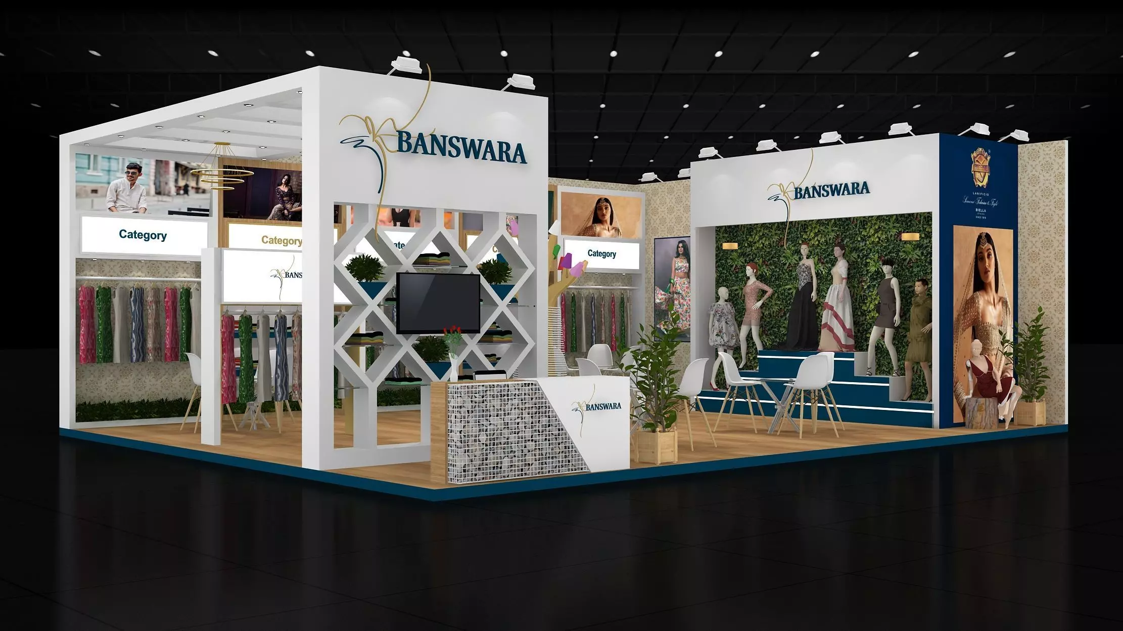10mtr x 8mtr expo stall 2side open Exhibition Stand Design Low-poly 3D model
