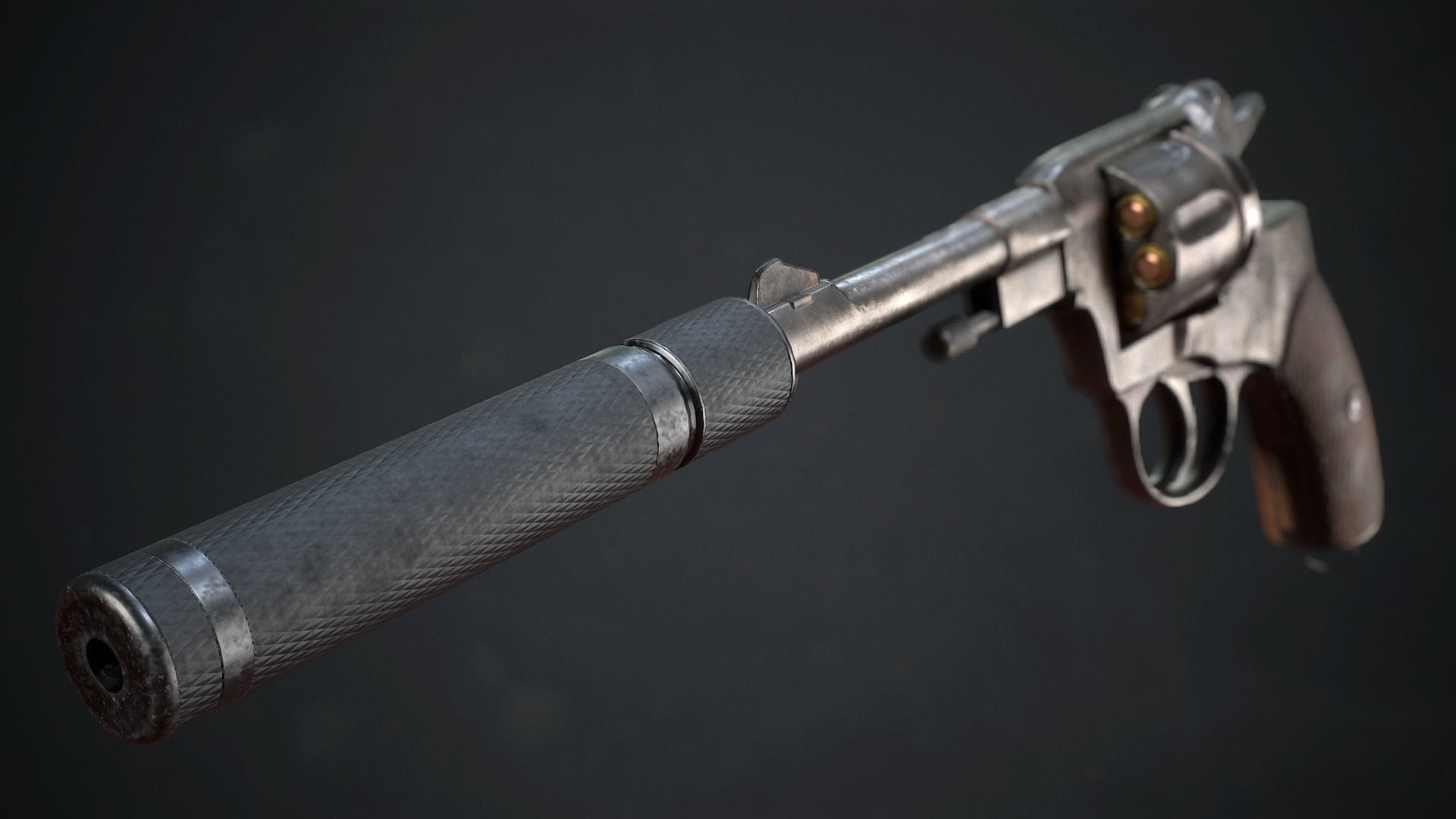 PBR Russian Nagant M1895 Revolver Low-poly 3D model_1