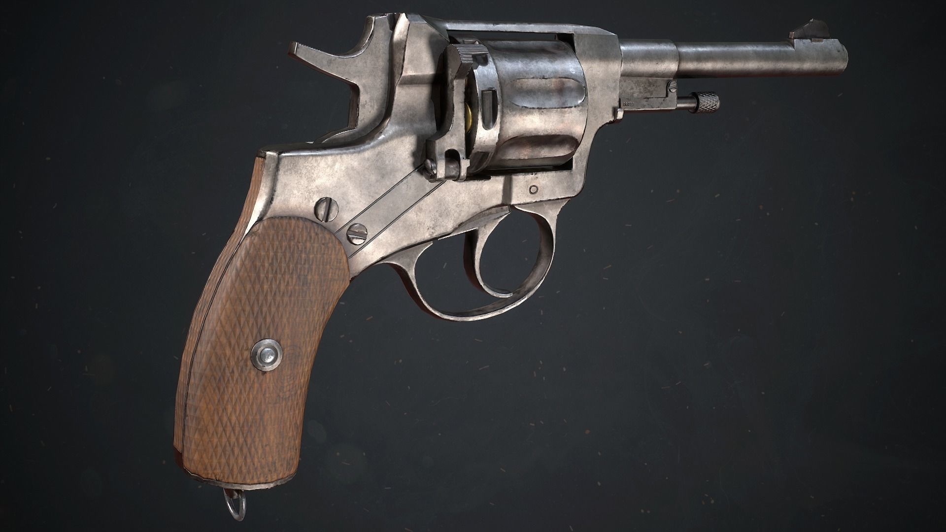 PBR Russian Nagant M1895 Revolver Low-poly 3D model_2