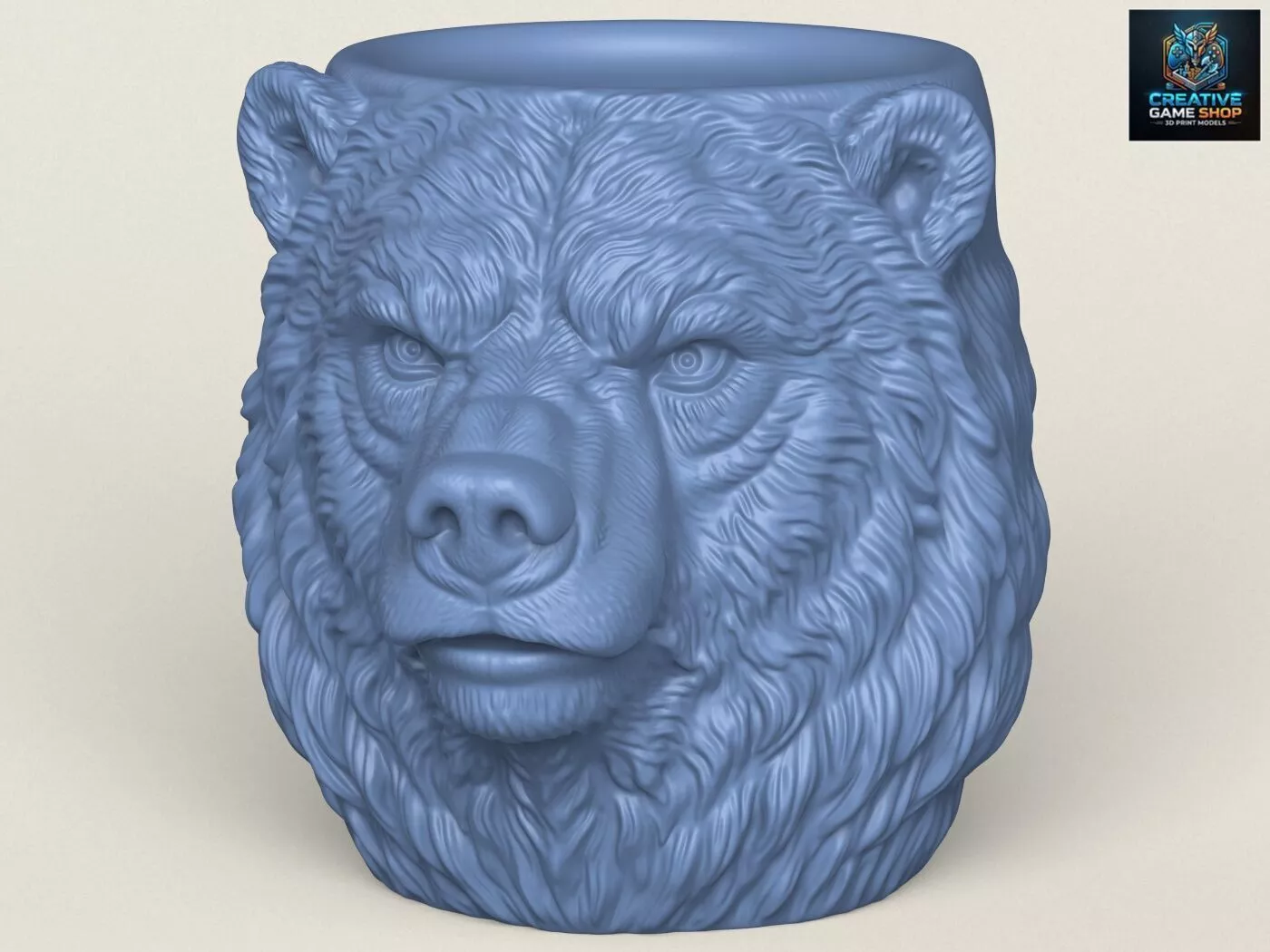 Wild Bear Head Mug 3D print model